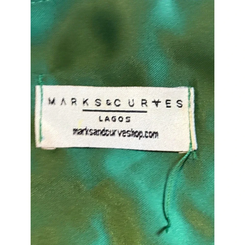 Marks & Curves Green Satin Wrap‎ Dress Womens Medium Emerald Bishop Sleeve Mini